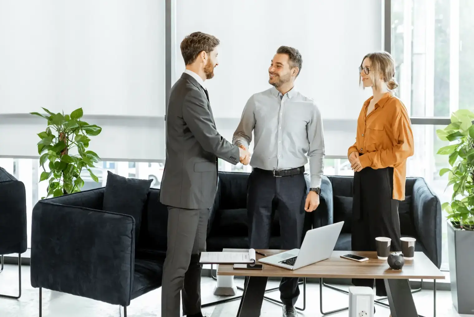 man shaking hands with consultant during consultancy